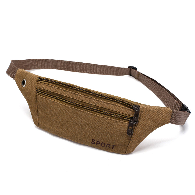 Cross-border Men's Waist Bag Casual Mobile Phone Bag Women's Canvas Waist Bag Running Small Waist Bag Outdoor Multifunctional Sports Waist Bag