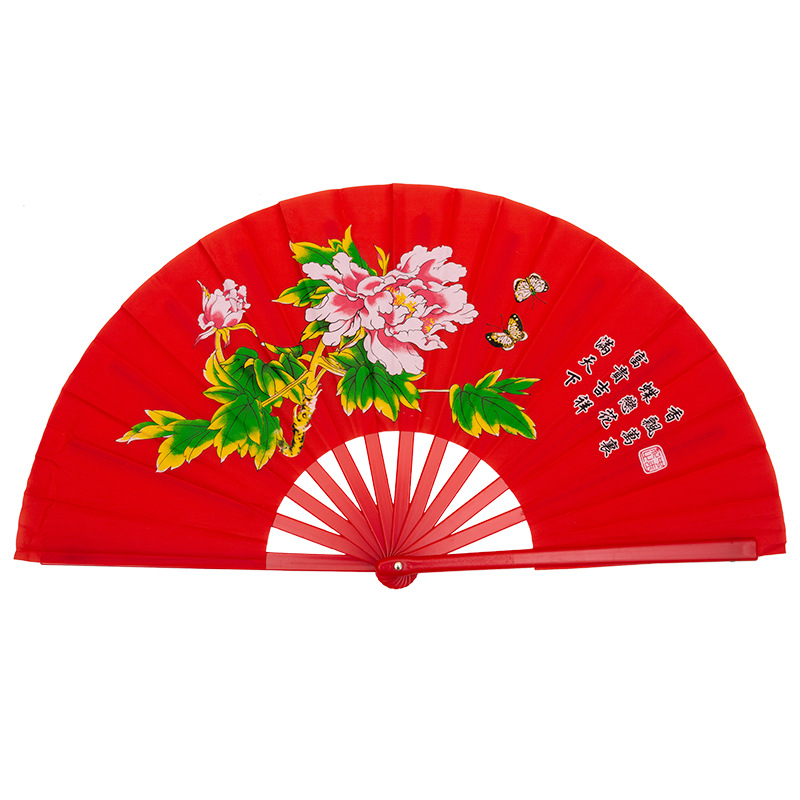 Factory wholesale plastic kung fu fan fan Taiji fan martial arts fan 8 inch red folding dance fan kung fu fan