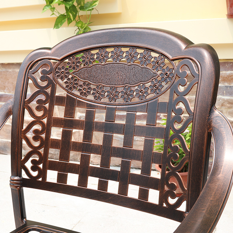 Outdoor Cast Aluminum Chair, Outdoor Table and Chair, Balcony Courtyard Die-Cast Craft Chair, Cast Aluminum Dining Table, Cast Aluminum Back Chair, Simple