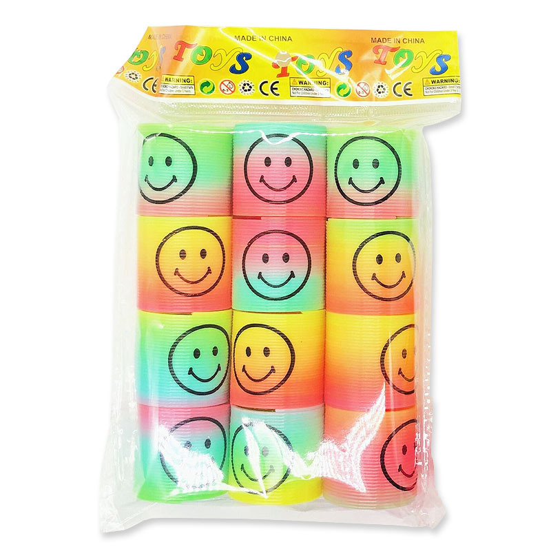 Cross-Border Small Smiley Face Spring Colorful Rainbow Circle Children's Round Toys Plastic Toys Wholesale Goods