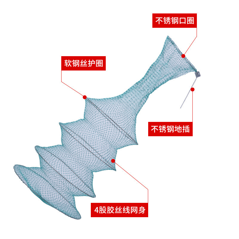 South Korean Fish Protection Fishing Protection Three Layers Four Layers Five Layers Six Layers Rubber Wire Small Fish Protection Fishing Net Fishing Gear Wholesale