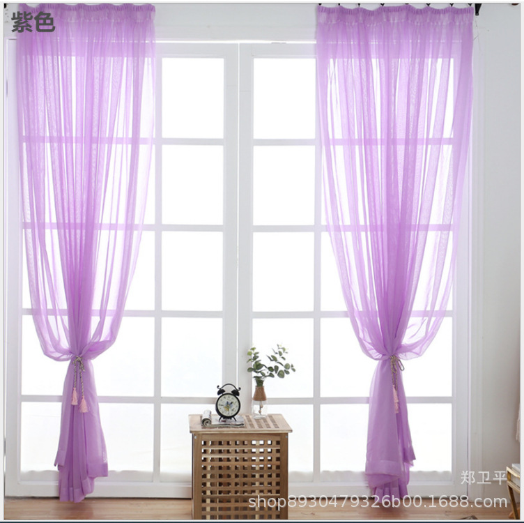 Factory direct wedding solid color glass screen transparent gauze curtain finished curtain wholesale cross-border AliExpress hot sale