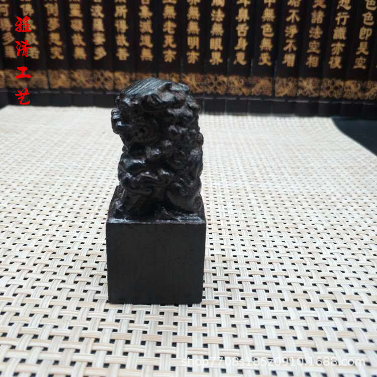 Ebony Dyed Lion Seal Baby Catch Week Official Seal Handle Piece Wooden Carving Crafts Taobao Wholesale