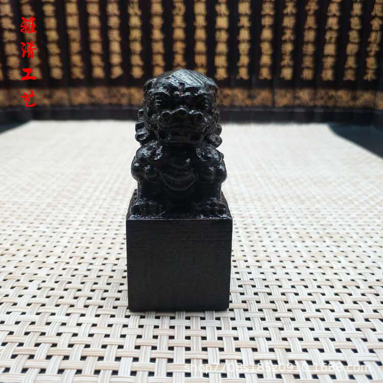 Ebony Dyed Lion Seal Baby Catch Week Official Seal Handle Piece Wooden Carving Crafts Taobao Wholesale