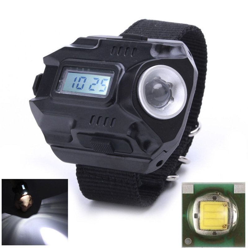 New wrist lamp hand-worn strong light flashlight with electronic watch function