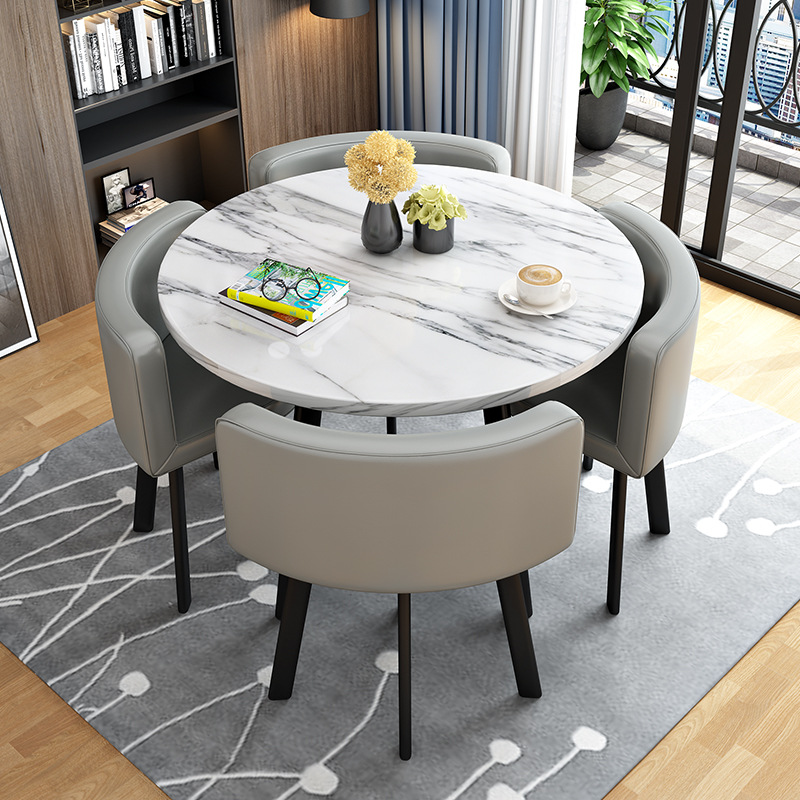 Sales Department Business Reception Negotiation Table and Chair Combination Milk Tea Shop Office Leisure Small Round Table Square Dining Table Nordic