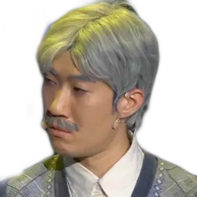 Animation cos middle-aged and elderly men and women stage performance grandpa and grandma gray short curls straight hair wholesale wig headgear