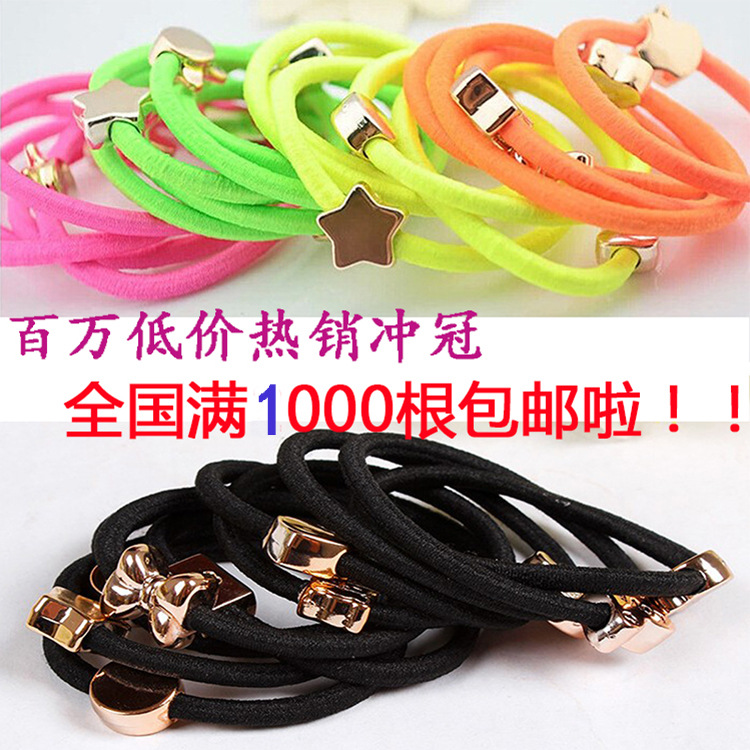 South Korea's new leather band plating hair ring high elastic black hair rope headdress Taobao Gifts Wholesale