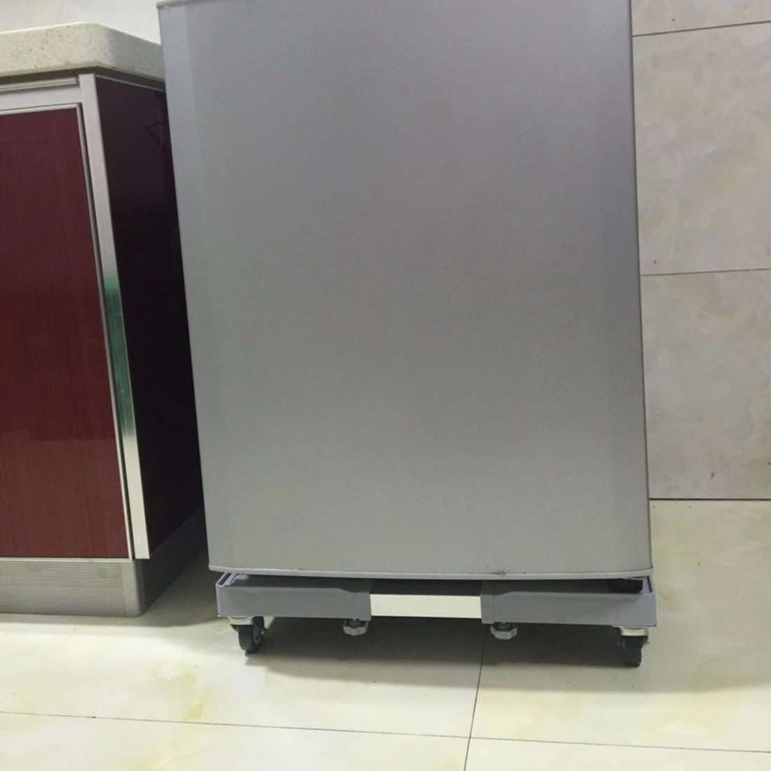 Double-Door Refrigerator Base Stainless Steel Movable Universal Wheel Bracket Heightening Stand for Household Refrigerator