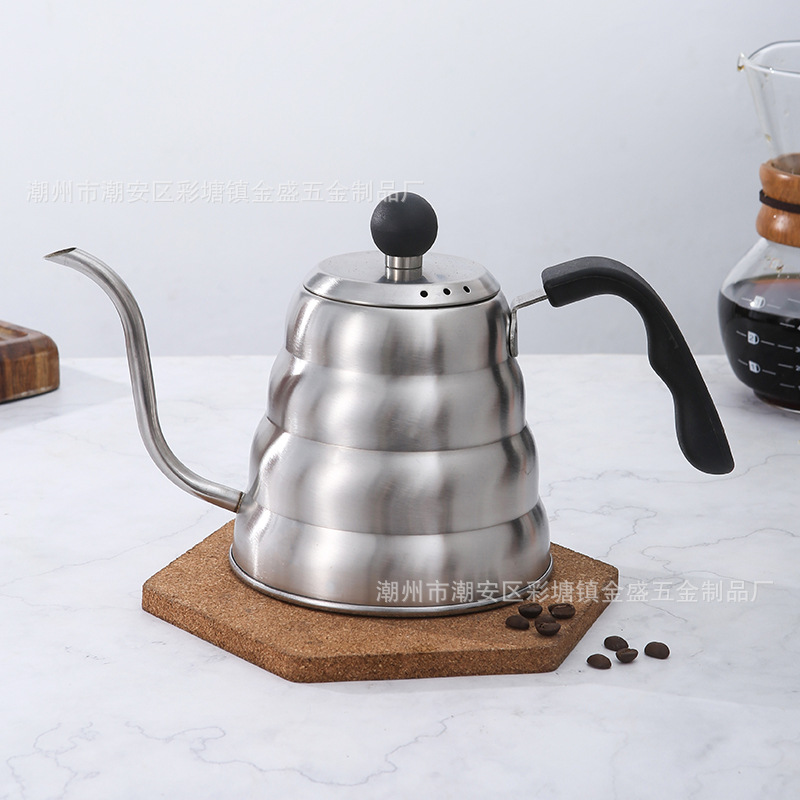 Coffee Maker Pour-Over Kettle with Long Spout, Stainless Steel Drip Filter Cloud Kettle, Japanese Style with Thermometer
