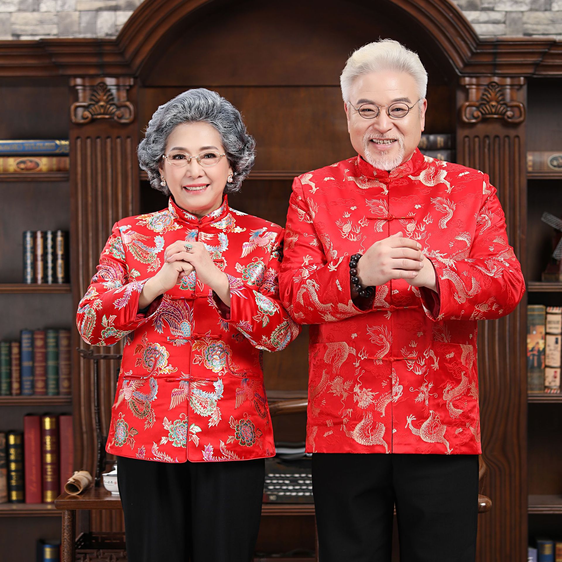 Autumn and Winter 2831 middle-aged and elderly couple clothes factory wholesale men's and women's long-sleeved birthday birthday Venus Tang suit