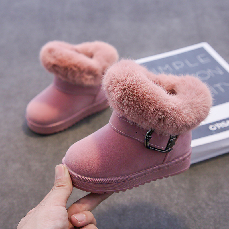 2025 Winter New Kidsren's Snow Boots Cross-Border Export Girls' Velvet Short Boots Warm Baby Cotton Shoes Girls' Shoes