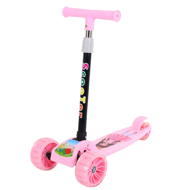 Folding children's scooter PU flash wheel Baby Scooter mother and child gift scooter source factory direct sale