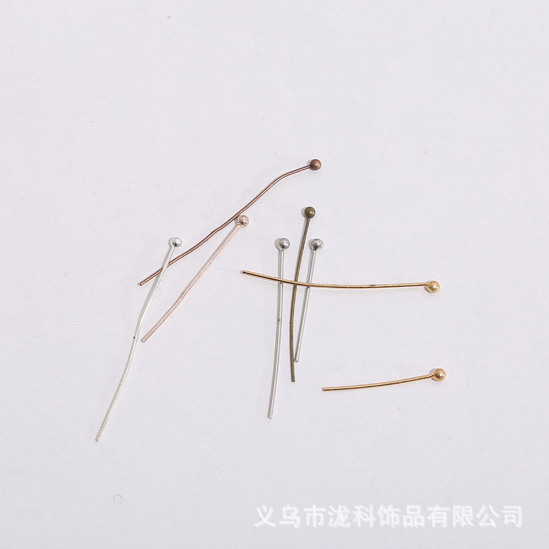 Copper ball needle DIY handmade beaded needle material earrings jewelry accessories pendant beaded connection round head ball needle