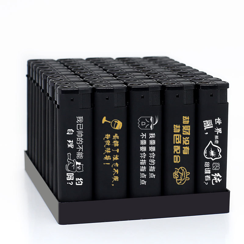 Wholesale disposable lighter custom-made printing advertising logo metal lighter lettering creative grinding wheel