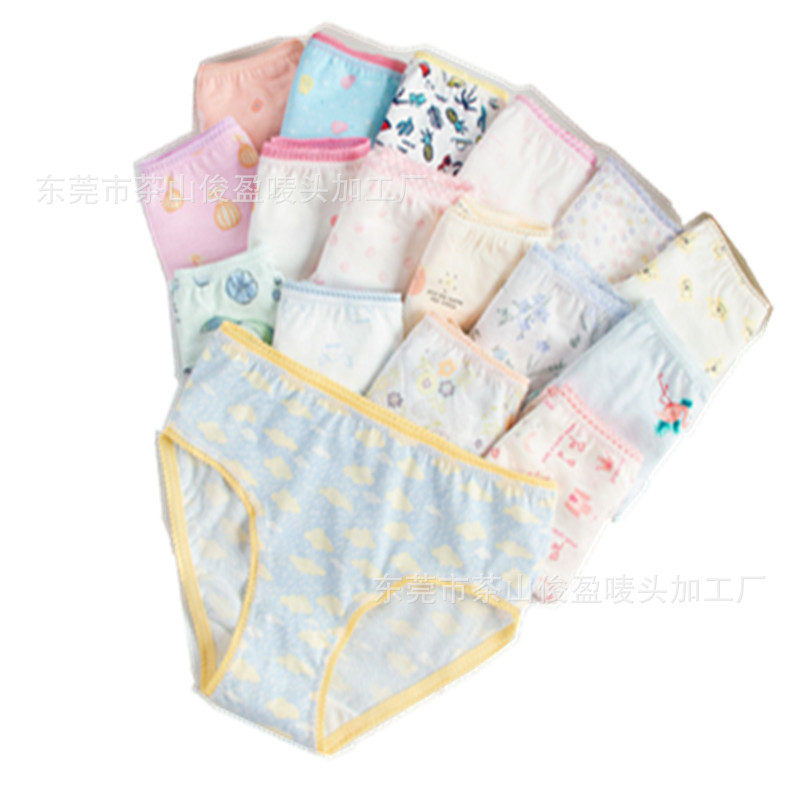 Factory Price Wholesale Foreign Goods Girls' Briefs Cotton Floral Mixed Colors Children's Underwear Pure Cotton Crotch for Toddlers and Young Children