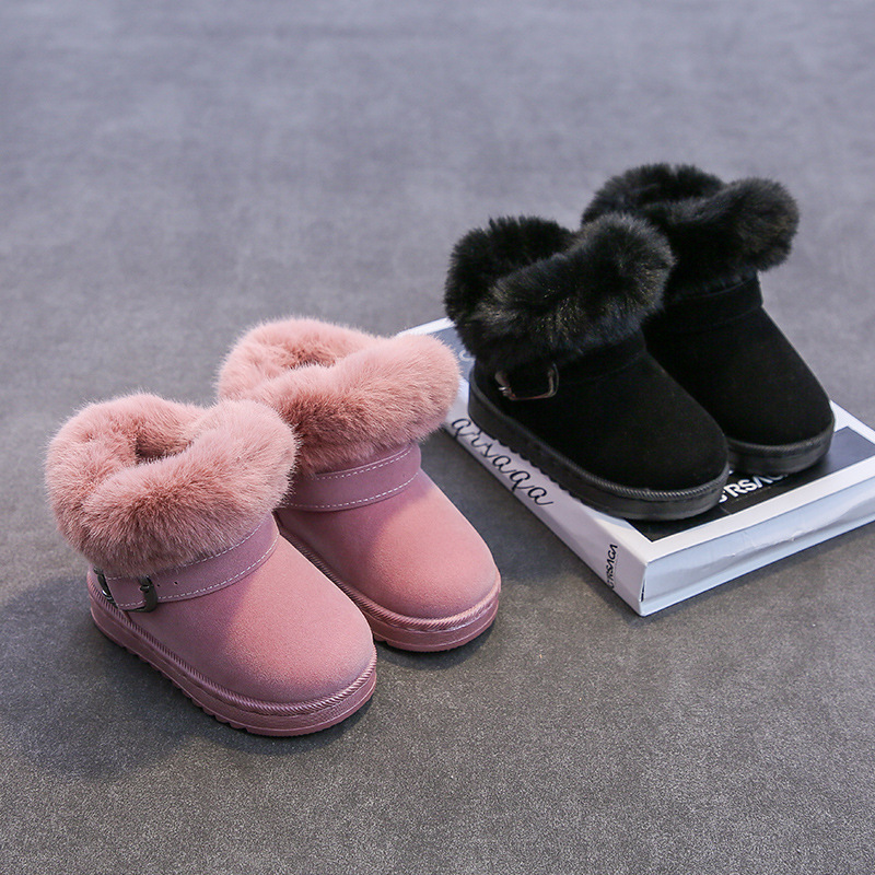 2025 Winter New Kidsren's Snow Boots Cross-Border Export Girls' Velvet Short Boots Warm Baby Cotton Shoes Girls' Shoes