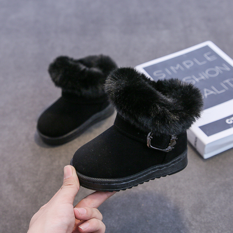 2025 Winter New Kidsren's Snow Boots Cross-Border Export Girls' Velvet Short Boots Warm Baby Cotton Shoes Girls' Shoes