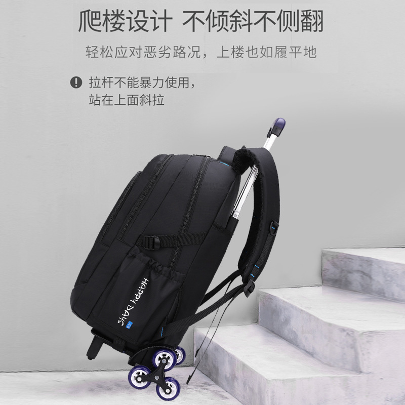 Natural Fish Factory Direct Sales Junior High School Students Trolley School Bag Men's Fashion Six-Wheel Stair Climbing Large Capacity Computer Bag