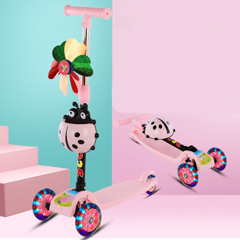 Folding children's scooter PU flash wheel Baby Scooter mother and child gift scooter source factory direct sale