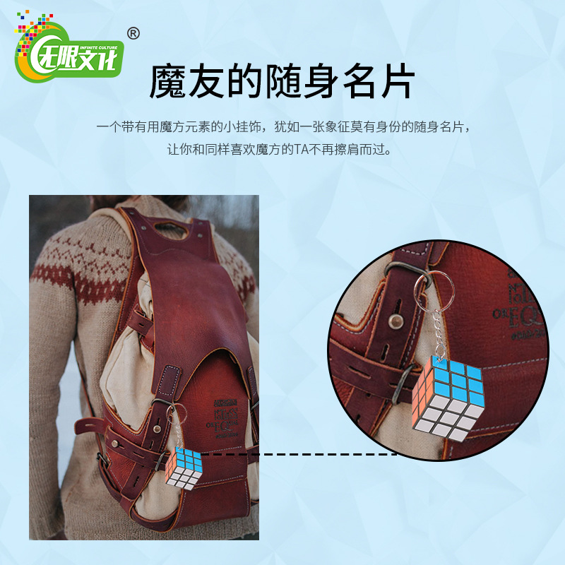 Jizhou 3cm Keychain Third-Order Pendant Rubik's Cube Decompression Educational Toy Gift Advertising Small Rubik's Cube Floor Push Wholesale