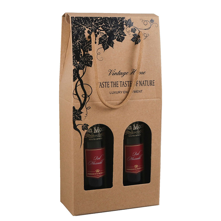 Ready-Made Red Wine Box Single Bottle Double Bottle Wine Packaging Box Red Wine Paper Bag Folding Paper Box New Year's Gift Box