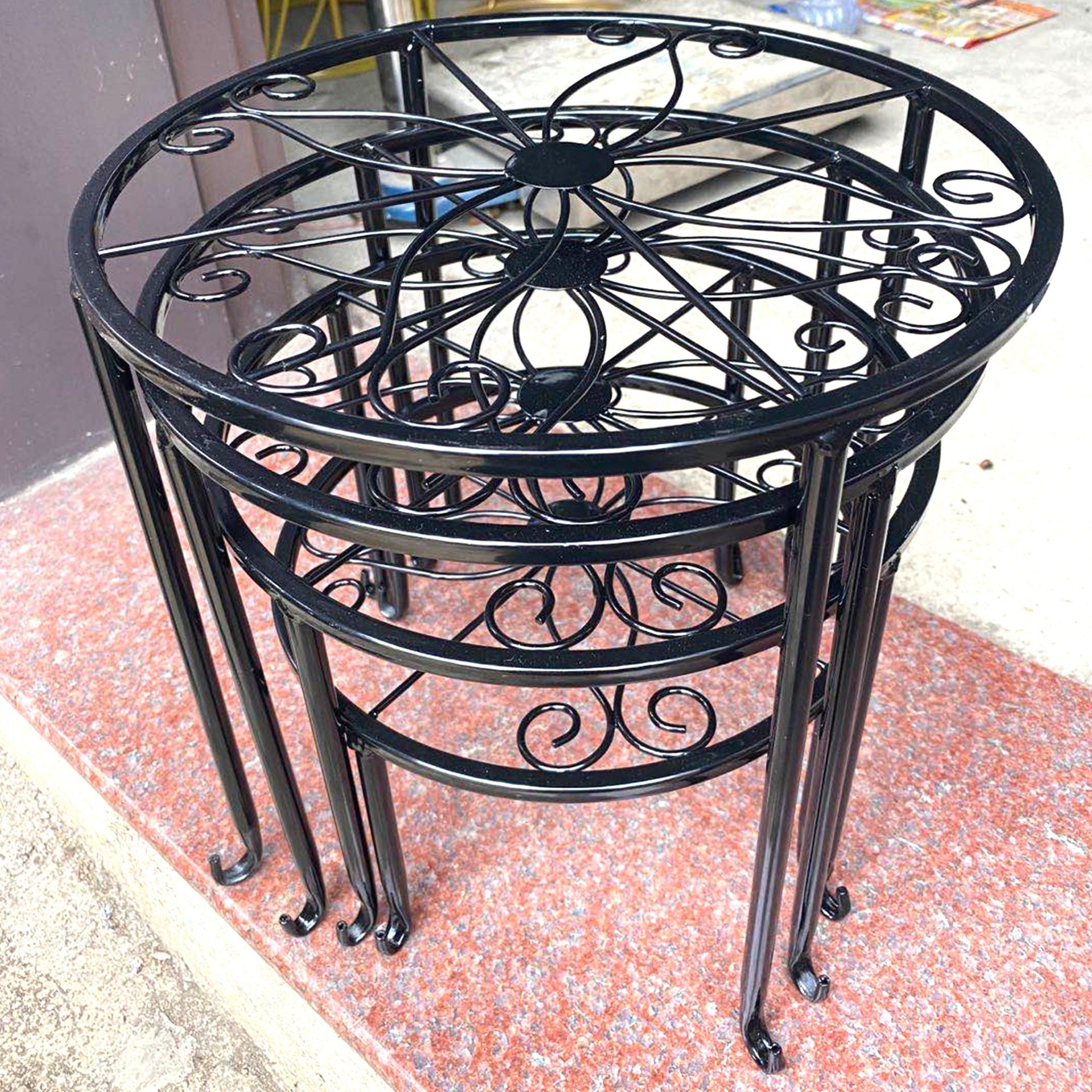 Cross-border gardening single-layer iron flower stand balcony outdoor green orchid potted iron flower stand bracket five-piece set
