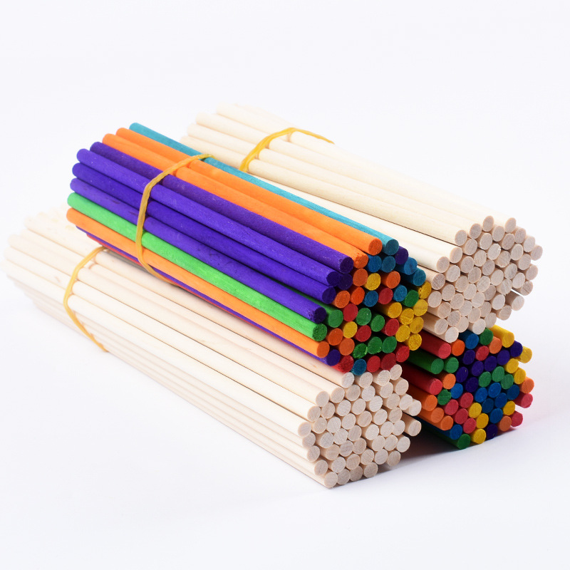 Children's diy handmade stick model material small round stick solid wood birch ice cream stick small stick round stick