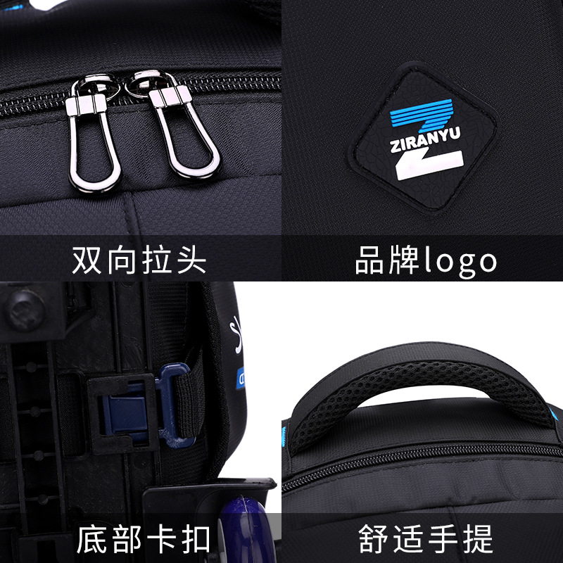Natural Fish Factory Direct Sales Junior High School Students Trolley School Bag Men's Fashion Six-Wheel Stair Climbing Large Capacity Computer Bag