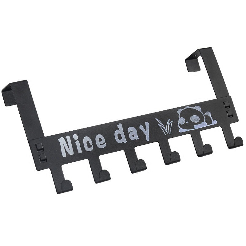 Removable nail-free glue-free door rear hook door back type clothes hook clothes hanger coat cap 6 hook carbon steel hanger