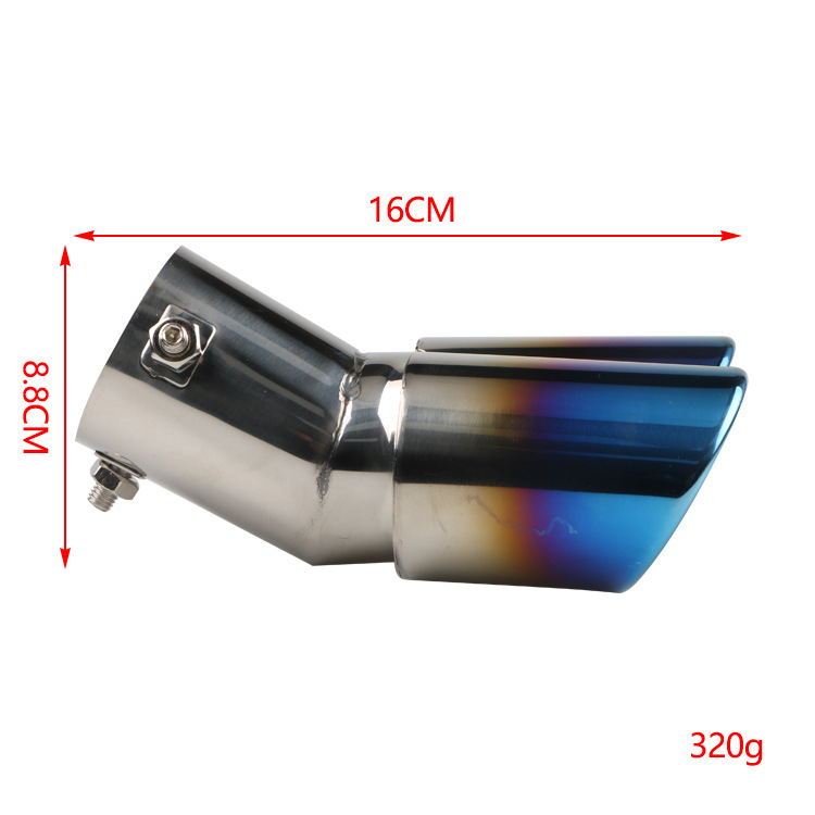 General Motors Two Baked Blue Tail Throat Double Pipe Tail Pipe Muffler Stainless Steel Exhaust Pipe Modification Supplies