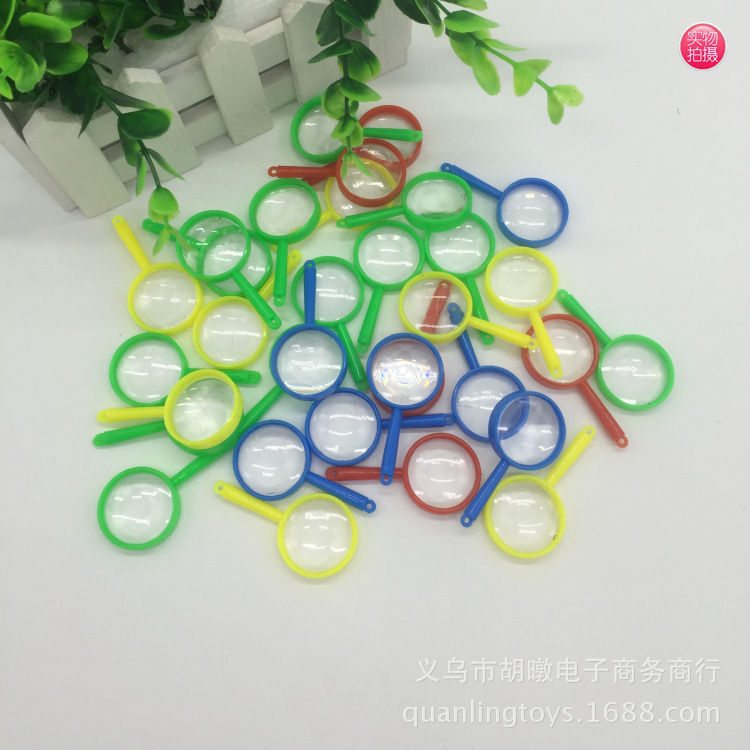 Supply plastic magnifying glass handheld black small magnifying glass children use gift toys 2.5*5cm