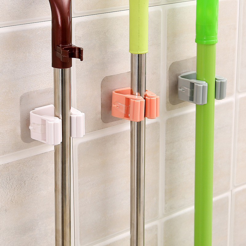 H736 Punch-free Hanging Mop Rack Toilet Mop Hook Bathroom Hook Broom Hanger Card Holder Mop Clip