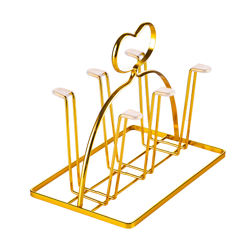 Love Cup frame creative wrought iron upside hanging rack Home portable water cup holder Cup shelf living room drain storage rack