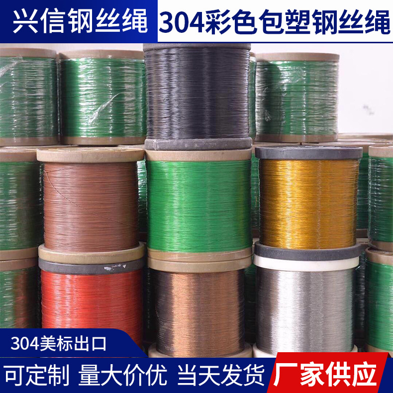 304 Colorful Plastic-Coated Steel Wire Rope Stainless Steel Wire Rope Clothesline Fishing Line Jewelry Line Fishing Gear Steel Wire