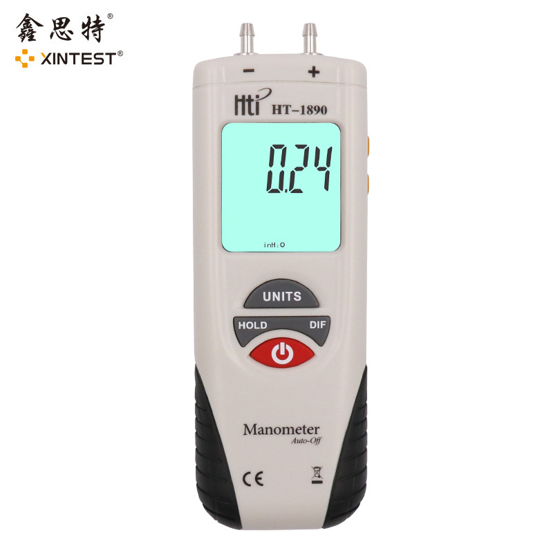 Ht1890 Handheld Differential Pressure Gauge Car Repair Pipeline Air Pressure Differential Gauge Cross-Border Export Pressure Gauge