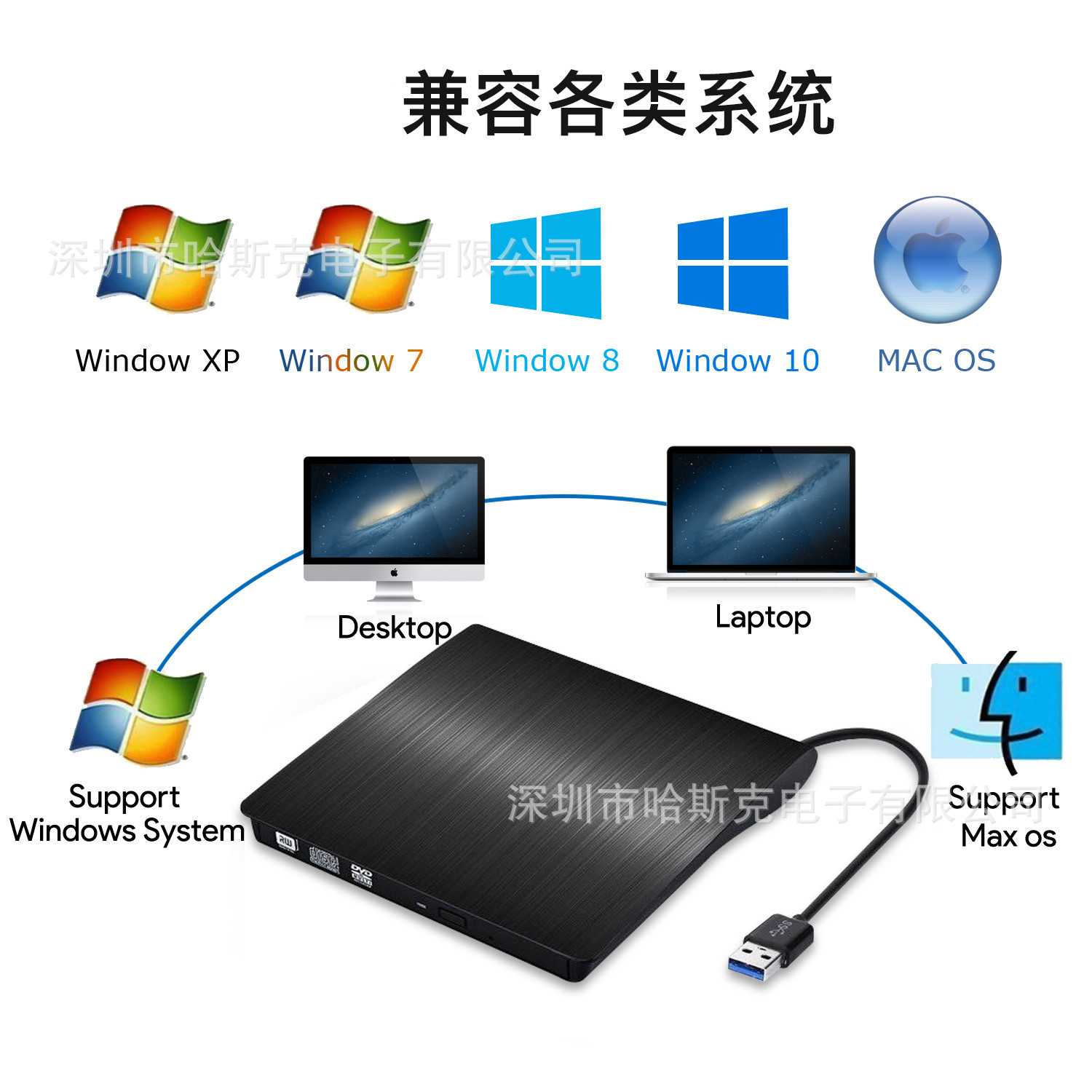 brushed USB3.0 external notebook DVD burner external drive external drive type c