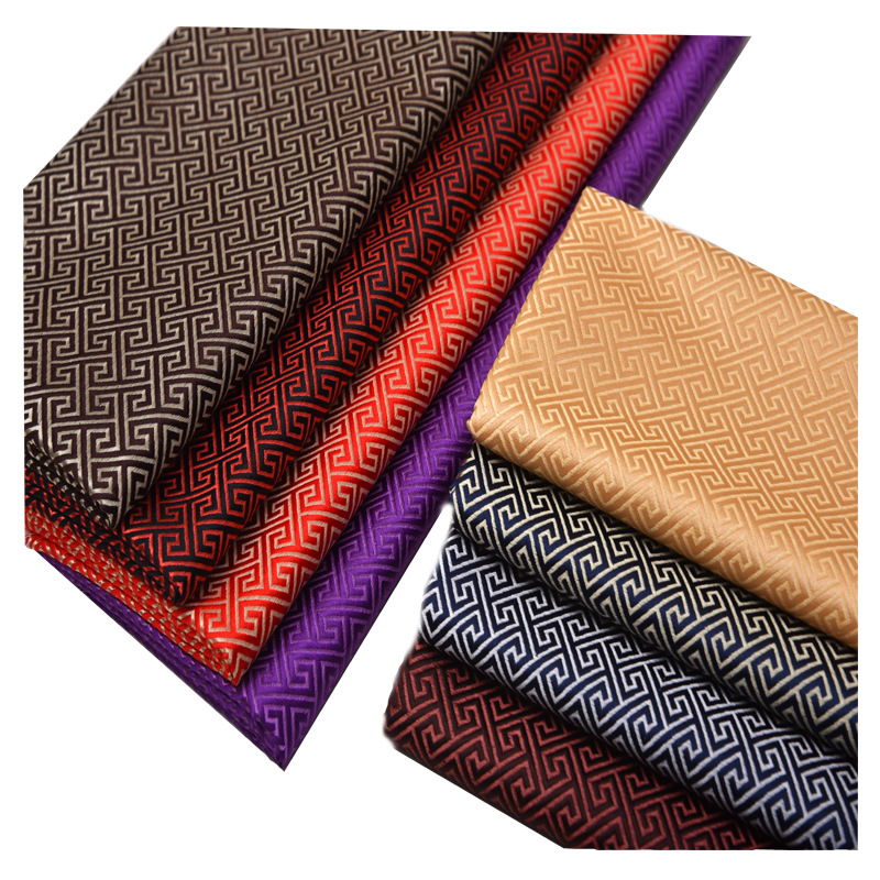 Factory direct supply of 1 meter 5 imitation 3-5 brocade silk imitation fabric all kinds of Great Wall lattice clothing Hemming fabric