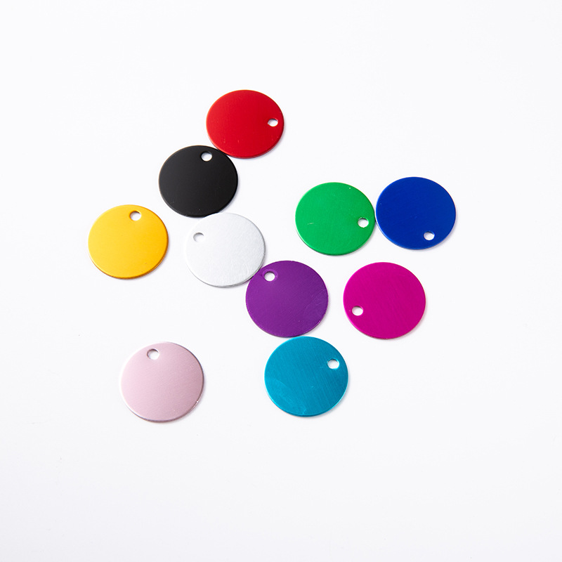 Inner Hole Round Aluminum Tag Signs 5 Sizes 10 Colors Optional 1mm Thick Optical Laser Engraving Signs