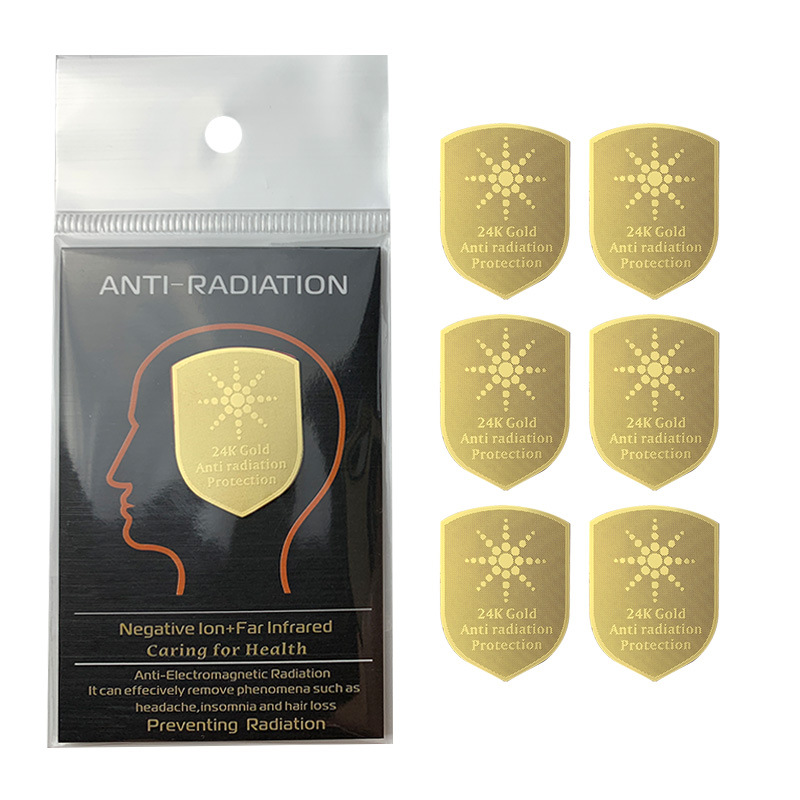 Amazon new shield-shaped 24k sunflower radiation-proof mobile phone stickers/Energy-eliminating radiation mobile phone stickers