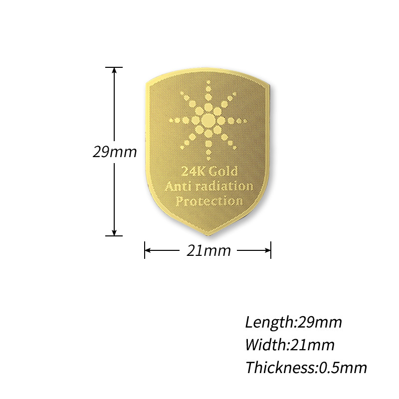 Amazon new shield-shaped 24k sunflower radiation-proof mobile phone stickers/Energy-eliminating radiation mobile phone stickers