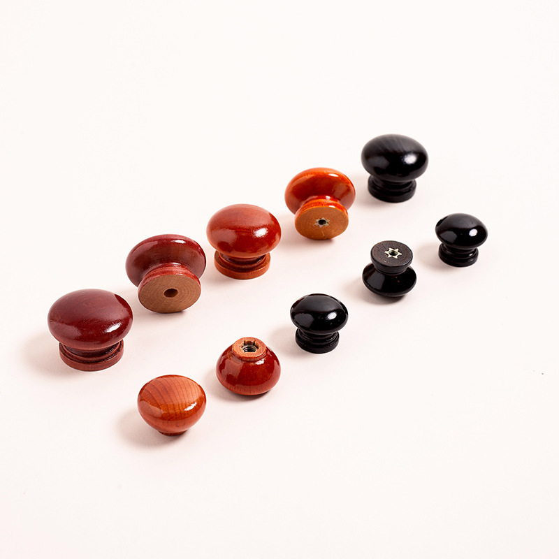 Mushroom Small Wooden Handle Single Hole Drawer Handle Solid Wood Door Handle Round Ball Handle Modern Simple Wardrobe Handle