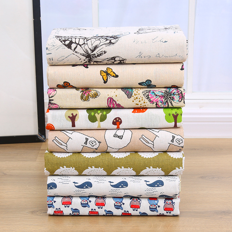 Cotton and Linen Fabric Linen Art Tablecloth Curtain Floral Cloth Animal Series Fresh Sofa Handmade Curtain Sofa Fabric