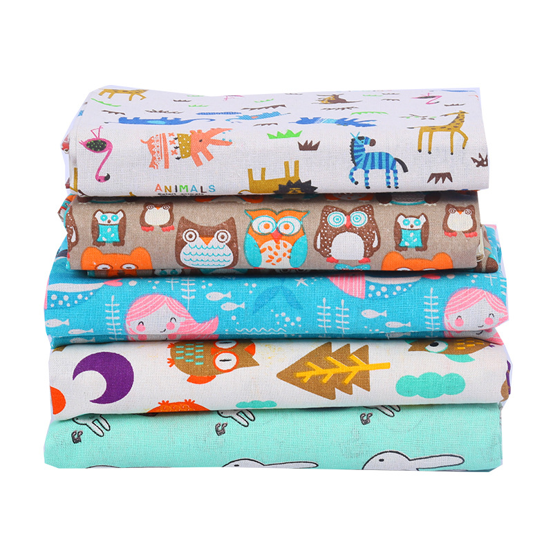 Cotton and Linen Fabric Linen Art Tablecloth Curtain Floral Cloth Animal Series Fresh Sofa Handmade Curtain Sofa Fabric