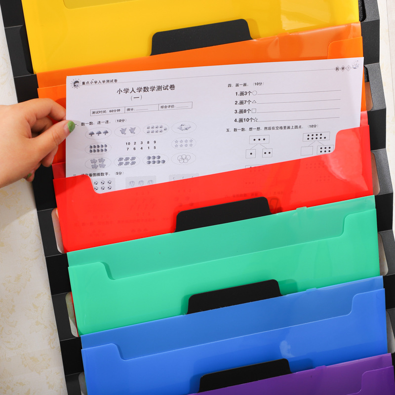 a4 plastic portable organ bag cross-border e-commerce popular multi-functional 6-grid file bag hanging organ folder