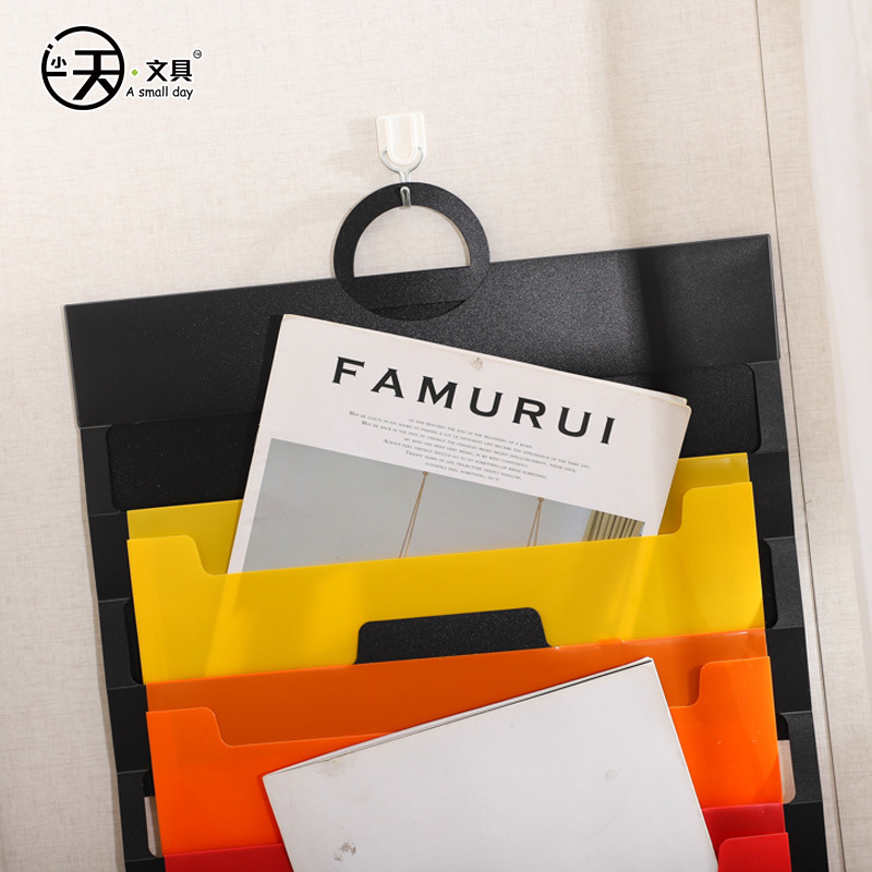 Hanging Accordion File Folder Student Multifunctional Colorful 6-Grid A4 File Bag Portable Document Storage Bag