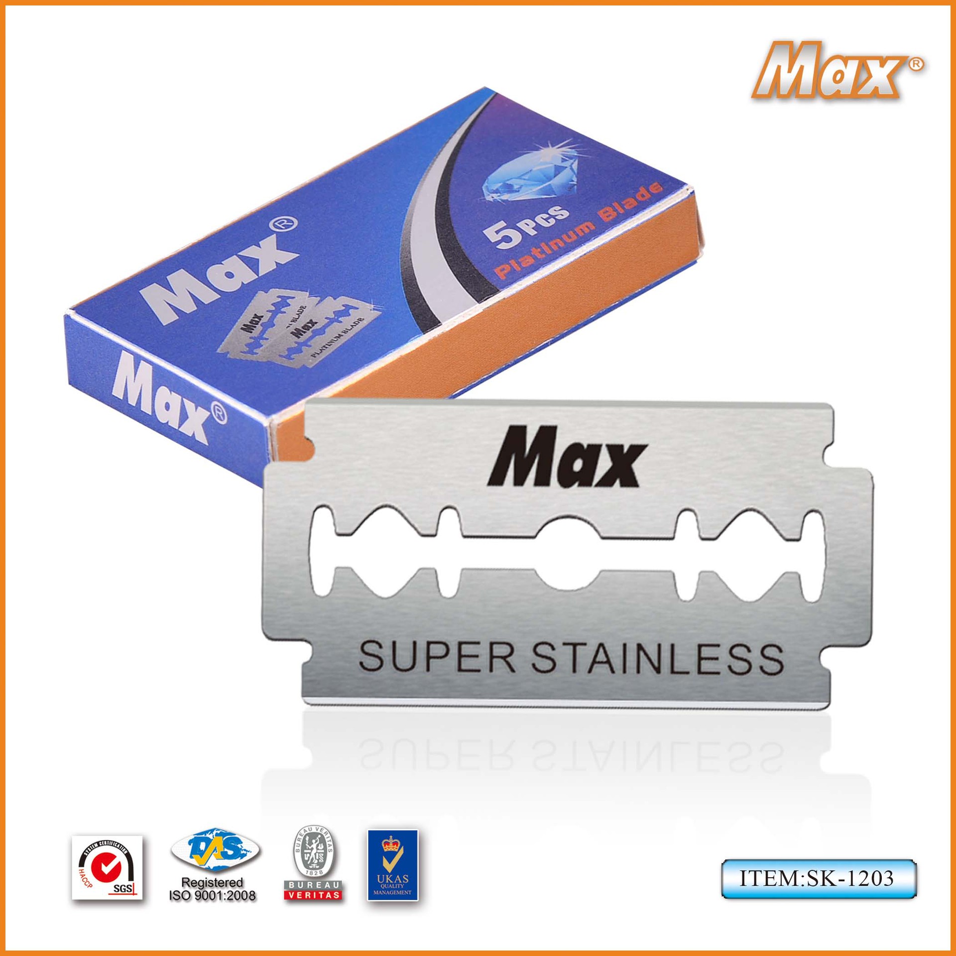 Max Manufacturer Spot Swedish Stainless Steel Double-Sided Blade Old-Fashioned Razor Shaving Beauty Hairdressing Double-Sided Blade