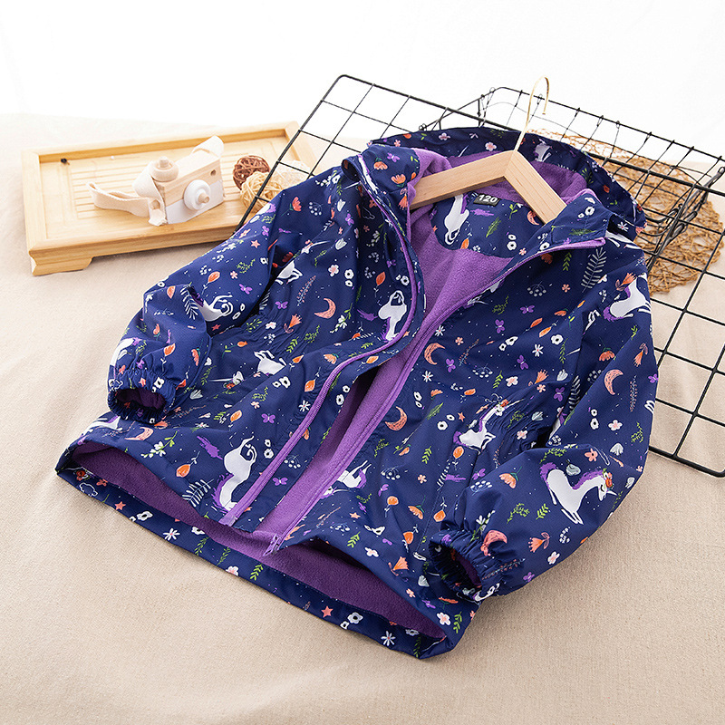 Children's Clothing Autumn and Winter New Style Girls' Medium-Length Windbreaker Little Girl's Velvet Thickeneded Top Kidsren's Jacket