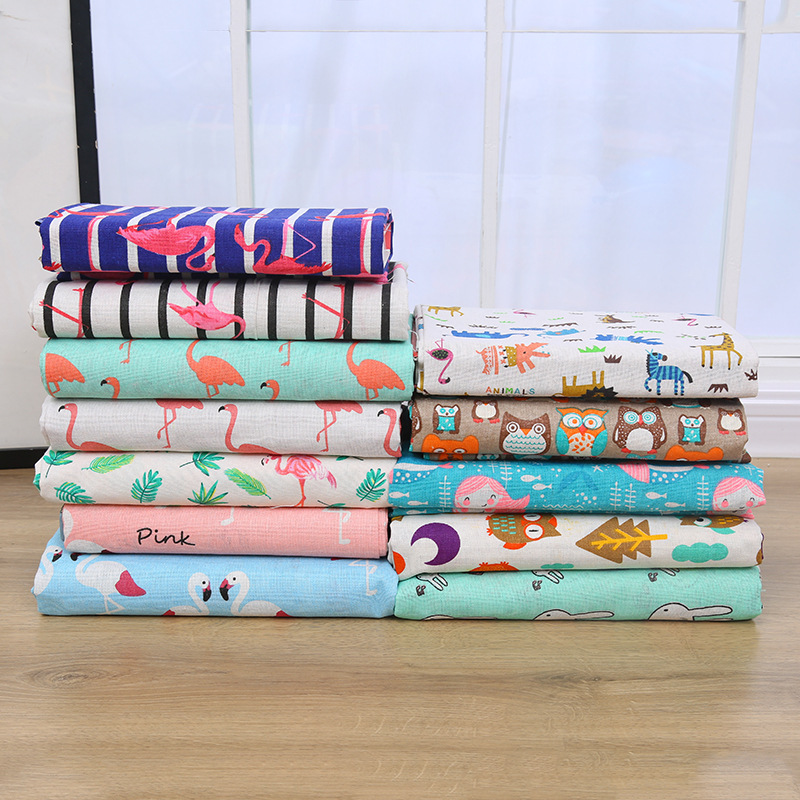 Cotton and Linen Fabric Linen Art Tablecloth Curtain Floral Cloth Animal Series Fresh Sofa Handmade Curtain Sofa Fabric