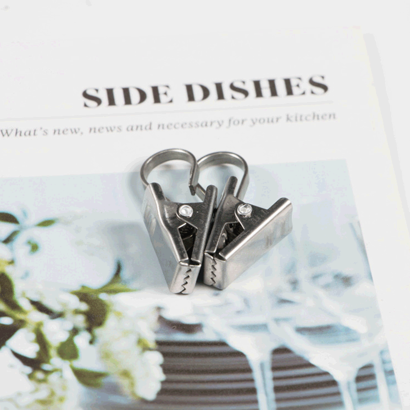 Оптовая продажа готовых изделий заготовка для штор зажим из нержавеющей стали металлический плоский крючок никелевый цвет утолщенный зубчатый зажим для штор